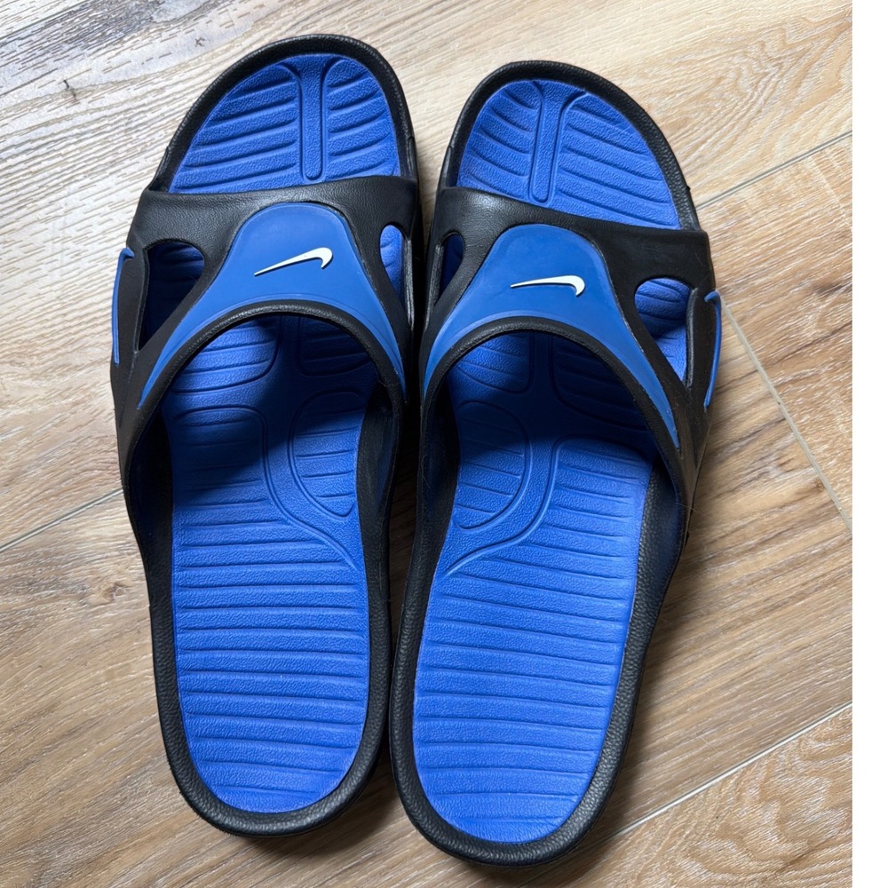 Nike First String Slides Sandals Mens Size 15 Blue Black Vintage Y2K Rare